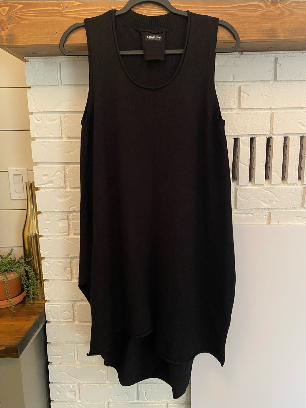 Banana Blue Black Sleeveless Sweater Dress Tunic Top Asymmetrical Size Small